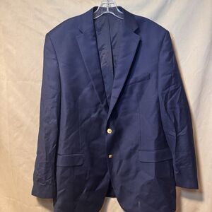 Lauren Ralph Lauren Blazer Jacket Size 44L Navy Gold Button Wool Business Career